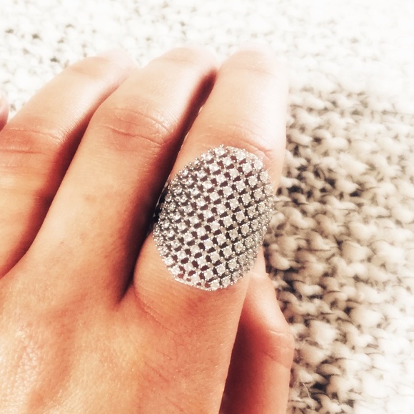 Boho Mesh Silver CZ Knuckle Ring NEW! - Picture 3 of 4